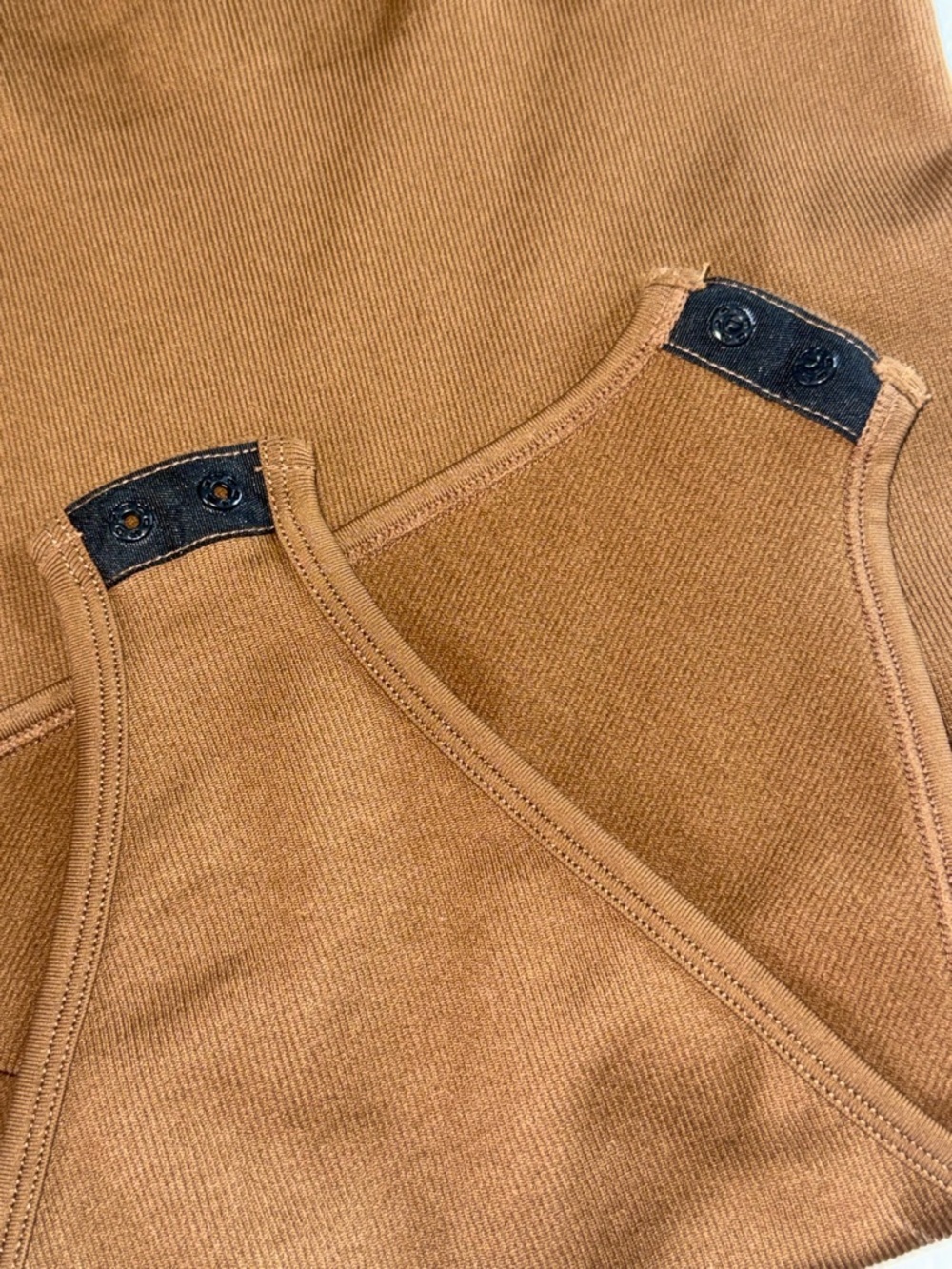 QQQ Ribbed Short Sleeve Bodysuit Brown Size Medium Stretch Snap Closure - Picture 6 of 7